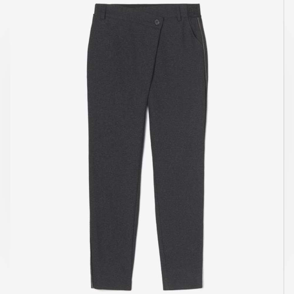 NWT le temps des cerises Rockogi black marl pants w asymmetrical closure Small